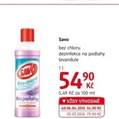 Čistič na podlahy bez chloru Savo
