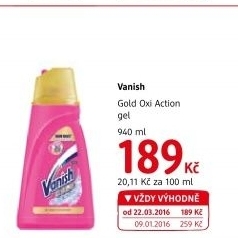 Odstraňovač skvrn gelový Gold Oxi Action Vanish