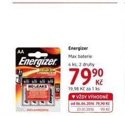 Baterie alkalické Max Energizer