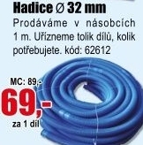 Hadice bazénová 5/4 32mm 1 mb / 1díl modrá