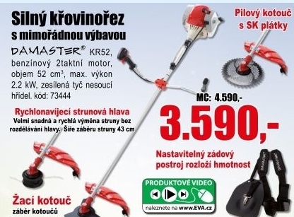 Křovinořez Damaster KR52 s nadstandardní výbavou