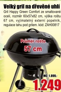 Gril Happy Green Comfort rozměr 60x57x82 cm