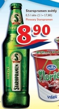 Pivo světlé výčepní 10° Staropramen