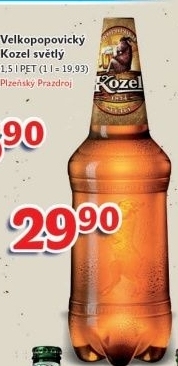 Pivo světlé výčepní 10°Velkopopovický Kozel