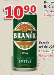 Pivo světlé výčepní 10° Braník