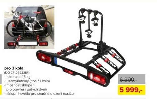 Nosič pro 3 kola na tažné zařízení, uzamykací