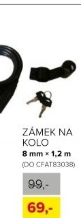 Zámek na kolo 8mm*1,2m