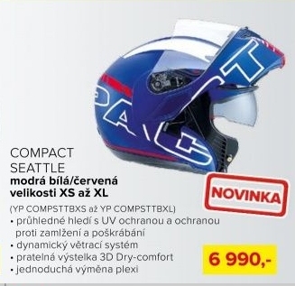 Přilba COMPACT Seattle, modrá bílá/červená vel.L