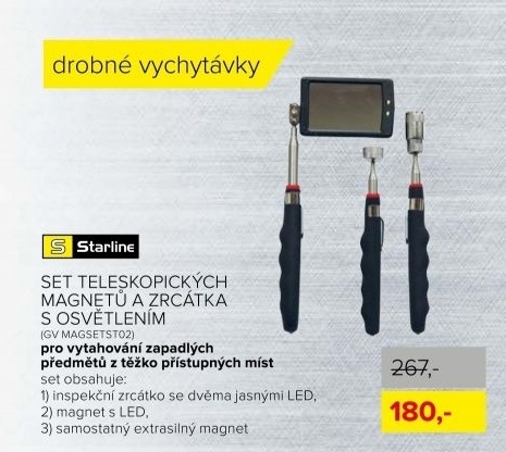 Set teleskop. magnetů a zrcátka s LED - Starline