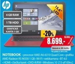 15-af100nc 15,6 A6 4GB 1TB 1GB W10HP