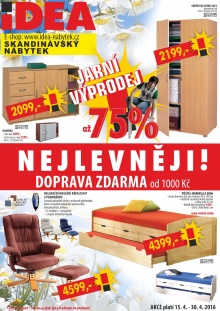 akční leták IDEA nábytek 15.4.2016-30.4.2016
