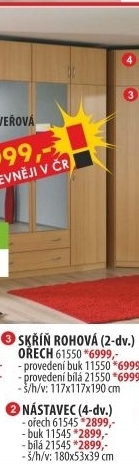 Nástavec 4 dveřový 61545 ořech/bílá