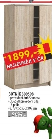 Botník 2 dveře dub 309598