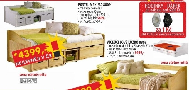 Jednolůžko se zásuvkami MAXIMA 8809 Lakované, bílý lak