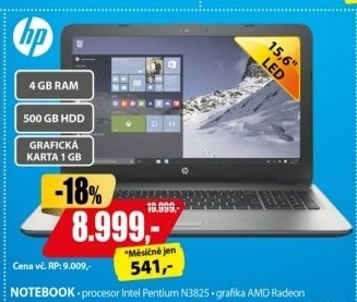 15-ac117nc 15,6 N3825 4G 500G 1G W10 HP