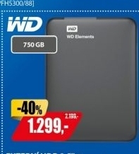 HDD 750GB USB3.0 BK ElementsWD