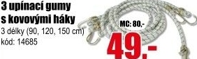Gumy upínací s hákem 3ks, 3délky x šíře 10mm