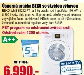 Pračka BEKO WMB 61242 PT