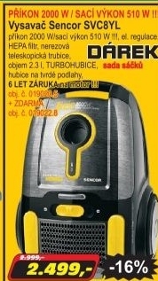 Vysavač Sencor SVC8YL + DÁREK sada sáčků