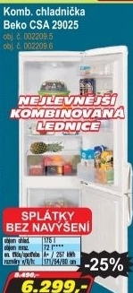 Kombinovaná chladnička Beko CSA 29026