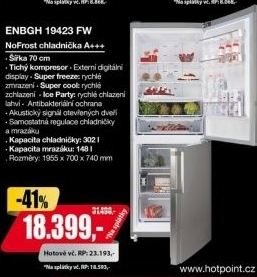 ENBGH 19423 FW CHLADNIČKA KOMBI HOTPOINT