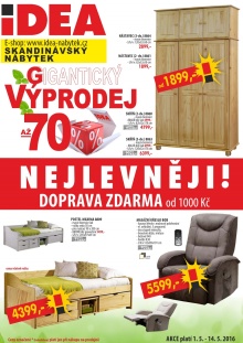 akční leták IDEA nábytek 1.5.2016-14.5.2016