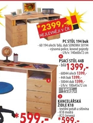 Psací stůl 44 bílá