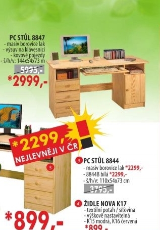 PC stůl 8844 lak nebo bílý