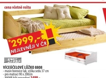 Jednolůžko 8808 bílé nebo lak