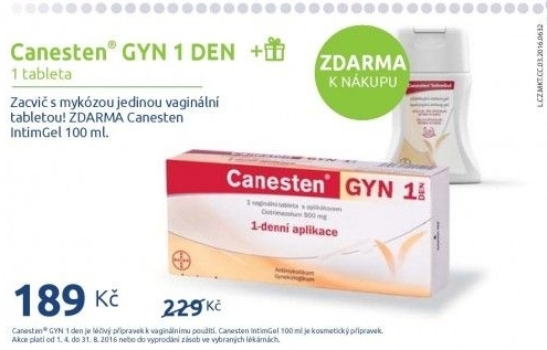Tobolka k léčbě vaginální mykózy Gyn Canesten