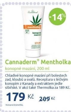 Mazání konopné chladivé Mentholka Cannaderm