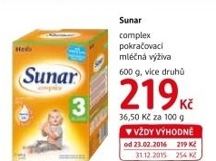 Kojenecké mléko Sunar Complex