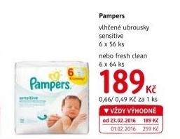 Vlhčené ubrousky dětské Pampers Sensitive