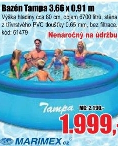 Bazén Tampa 3,66 x 0,91 m bez filtrace