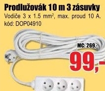 Prodlužovák 10 m 3 zásuvky