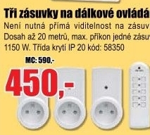 Zásuvky na dálkové ovládání EZ-7901 set 3 ks