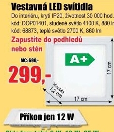 Světlo Rafa LED 12W, 2700K, 860lm, vestavné