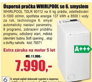Pračka WHIRLPOOL TDLR 60112