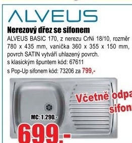 Dřez ALVEUS BASIC 170 1½