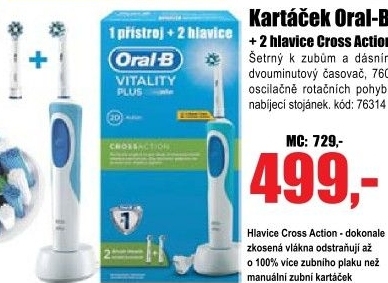 Kartáček Oral-B Vitality Plus D12.513 Cross Action,v balení 2 hlavice