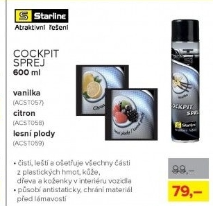 Kokpit sprej Starline, 600 ml vanilka
