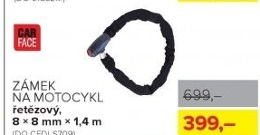 Zámek na motocykl řetězový CarFace, 8 x 8 mm x 1,4 m