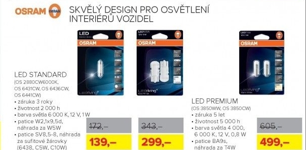 LED Osram 12V, rozměr sufitky 31 mm