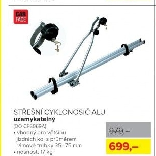 Střešní cyklonosič ALU CarFace, uzamykatelný