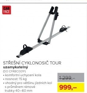 Střešní cyklonosič TOUR CarFace, uzamykatelný