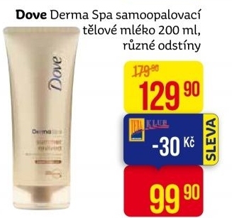 Tělové mléko tónovací DermaSpa Dove
