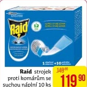 Odpařovač elektrický proti komárům suchý Raid