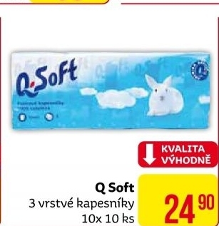 Kapesníčky papírové 3vrstvé Q Soft