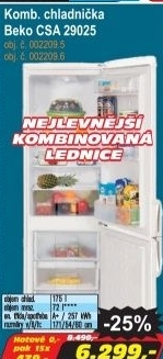 Kombinovaná chladnička Beko CSA 29026