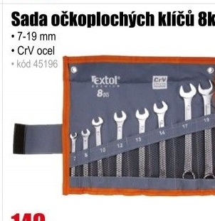 Klíče očkoploché Extol Premium 6319 CrV, 7-19mm, 8ks